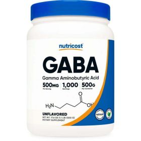 Nutricost Pure GABA 500G Supplement Powder (Gamma Aminobutyric Acid) (500 Grams/1.1 Pounds)