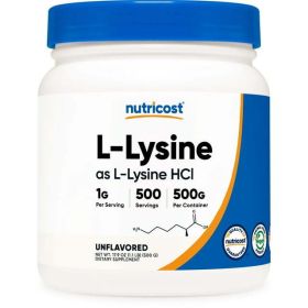 Nutricost L-Lysine Powder 500 Grams - Pure, Non-GMO, Gluten Free Supplement